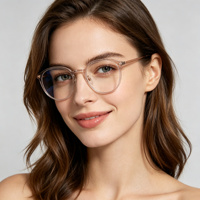 Monture de lunettes optiques ronde en alliage TR90, filtre de lumière bleue, légère, design transparent et tendance