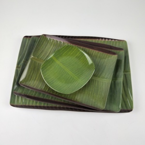 Platos Rectangulares de Melamina 100% con Diseño de Hoja de Plátano, Platos de Plástico con Diseño Nuevo, Vajilla de Estilo Chino para Uso en el Hogar y Hoteles, Venta al Por Mayor - Product Image 4