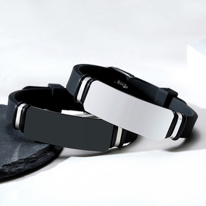 Simple Vintage Silicone Leather Braided Wristband Stainless Steel Fashion Jewelry Bracelet Bangle for Men Clasp Wholesale