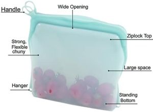 Leak Proof Reusable Silicone Bag Food Storage Container BPA Free Silicone <b>Freezer</b> Zip Lock Zipper Bags for Fruit Vegetable Snack - Product Image 2