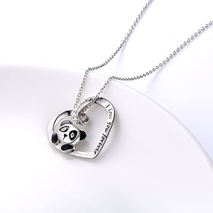 Nuova Collana con Ciondolo in Resina a Forma di Panda, Charm con Zirconi a Cuore, Catena per Clavicola - Product Image 2