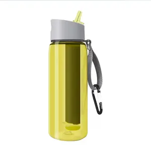Garrafa de filtro de água esportiva portátil com filtro de carbono ativado para caminhadas, acampamento, viagens, garrafa de filtro de água