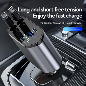 Cargador de Coche Retráctil 4 en 1 Súper Rápido de 120W con Pantalla LED, Cargador de Coche USB Tipo C para Teléfonos Móviles - Product Image 2