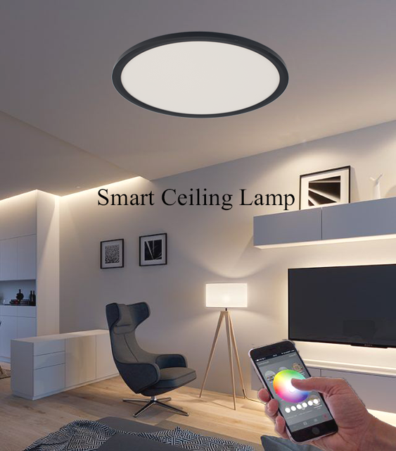 3CCT Dip Switch Three Color Led Ceiling Light Fixture Round Fashion Design Panel Light with Remote Control for Living Room