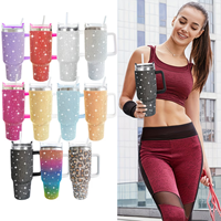 Gourde isotherme portable en acier inoxydable de 40 oz avec poignée et paille, grande capacité, pour voiture, style sportif, cadeaux d'Halloween
