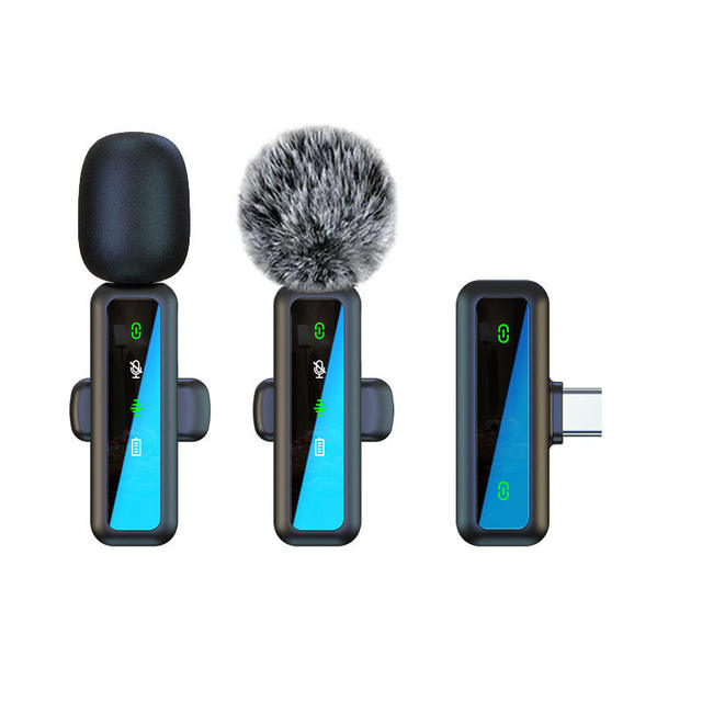 3 in 1 Mini Wireless Lavalier Microphone Clip Mic Audio Recorder One Mic All in One for Smartphone Camera Vlog