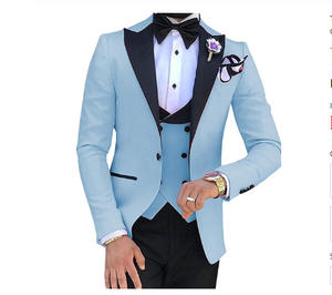 blue jacket with black lapel