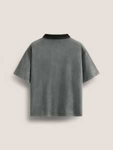 Polo en coton Oxford uni surdimensionné pour homme avec col contrastant, manches courtes, coupe décontractée - Product Image 2