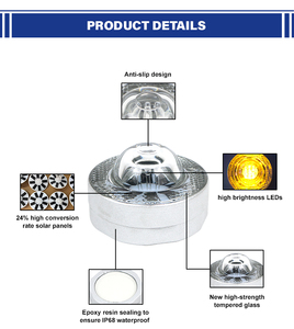 Дорожный маркер для дорожного покрытия, стеклянный Солнечный Дорожный стержень, солнечные светодиодные фонари, дорожный маркер - Product Image 4