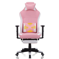 Chaise de gaming robuste rose style course pour le Moyen-Orient, avec dossier haut, appui-tête et repose-pieds rétractable