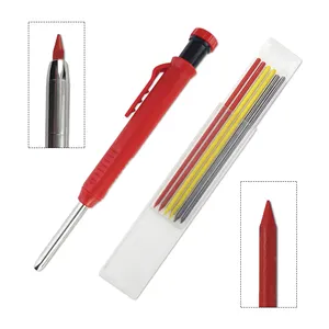 KHY Mini Solid Built-Insharpener 2 Color Reusable Long Deep Hole Head Markers Pen 25Mm Carpenter Pencil