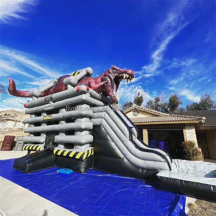 공룡 T-rex 탄력 성 풍선 습식 콤보 송풍기가있는 새로운 풍선 바운스 하우스