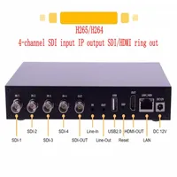 Codificador IP SDI de 4 Canales H.265/H.264 AAC/MP3 TS-over-IP, Compatible con RTSP HLS RTMP Webcast, HD 1080P VBR/CBR, Construcción Metálica, 5 Años de Garantía