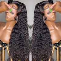 Wig Rambut Asli Brasil Murah, Wig Frontal Hitam Alami Deep Wave HD, Wig Rambut Manusia dengan Lace Transparan untuk Wanita