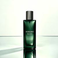 Botol Parfum Kosong Premium 30ml Bentuk Persegi Pipih, Botol Semprot Kaca Persegi Panjang Gradasi Hijau, Botol Parfum Isi Ulang