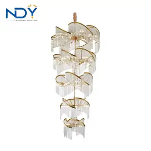 Современный роскошный дизайн, подвесная Подвесная лампа для гостиной, вращающаяся лестница, вилла, американская большая Хрустальная длинная люстра