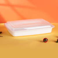 Contenedor Rectangular Desechable de Plástico para Alimentos de 58 oz con Tapa, Apto para Microondas, para Restaurante