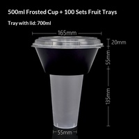 Gobelets en plastique PP jetables épaissis Petunia pour fondue, steak, avec bol à collation pour nouilles épicées, poulet frit, thé au lait