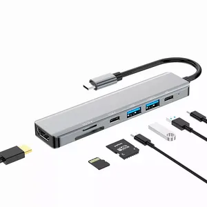 Thunderbolt 7 עגינה תחנת usb c כדי פ"ד + HDTV + TF + SD Usb-C רכזות מחשב נייד עגינה תחנת usb hub 3.0 ספליטר hub עבור Macbook