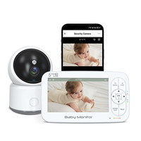 Caméra de surveillance pour bébé sans fil WiFi avec application intelligente Tuya, 2,4 GHz, 720P, mode VOX, alarme de pleurs, berceuses, vue panoramique, écran 5 pouces