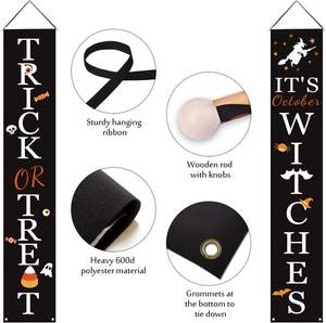 Creative <span class=keywords><strong>serie</strong></span> di Halloween magico Horror strega con pipistrello di zucca distico tenda porta e bandiera di festa decorazioni murali - Product Image 6