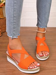 2025 livraison directe été nouvelle grande taille femmes sandales élastique bout ouvert chaussures à plate-forme compensée - Product Image 6