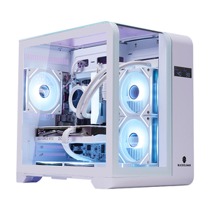 Caja de PC Micro ATX Mid <span class=keywords><strong>Tower</strong></span> Panel frontal y lateral de vidrio templado panorámico con puerto USB3.0 Blanco y negro - Product Image 2