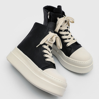 Bottes décontractées noires pour hommes, montantes, à semelle épaisse, respirantes, antidérapantes, confortables, à lacets, style skate, pour toutes les saisons