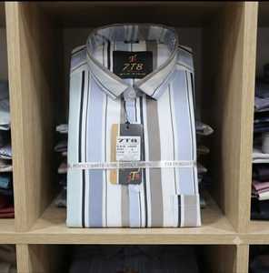 Chemises LAFAR pour hommes avec de grands motifs à rayures verticales en bleu gris et mauve, manches longues, boutonnées, vêtements décontractés à la mode - Product Image 4