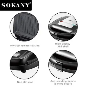 Sokany 8 In 1 สายการผลิตชิ้นเครื่องปิ้งขนมปังหลายจานเครื่องทําแซนวิชแบบพกพาวาฟเฟิล