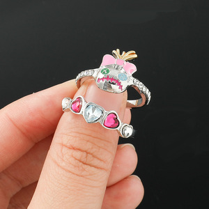 Anillos de Moda con Diseño de Personajes de Anime, Anillos de Corazón con Pedrerí<span class=keywords><strong>a</strong></span> Colorida para Mujeres y Niñas, Juego de Anillos, Regalos para Festivales, Joyerí<span class=keywords><strong>a</strong></span> - Product Image 1