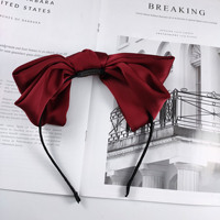 Serre-tête à grand nœud fait main, accessoire de cheveux polyvalent en tissu, pince à cheveux simple en satin, doux et mignon, pour femme, modèle A396
