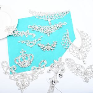 Applique en forme d'ailes en strass de cristal transparent, base métallique décorative, ceinture de mariée, patchs en diamant <span class=keywords><strong>marquise</strong></span>, à coudre sur l'épaule - Product Image 1