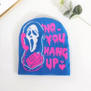 หมวกบีนนี่ถักลายแจ็คการ์ดแบบยูนิเซ็กซ์ ดีไซน์หัวกะโหลกผีสุดเท่ สไตล์ฮิปฮอป สำหรับฤดูหนาว เหมาะสำหรับผู้ชายและผู้หญิง - Product Image 6