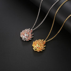Colgante de Latón Chapado en Oro de 14k con Diseño de Anime Dragon <span class=keywords><strong>Ball</strong></span> Z, Hip Hop Cristiano para Niños, con Piedra Principal de Circonio, Regalo de Son Goku y Vegeta - Product Image 3