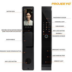 Cerradura Biométrica para Puerta con Wi-Fi, Control por Aplicación Tuya, Reconocimiento Facial, Contraseña y Código de Acceso con Tarjeta, Función de Cambio de Código para Seguridad del Hogar - Product Image 1