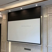 Écran de projection motorisé à tension par languette en aluminium encastré au plafond pour cinéma maison, écrans de cinéma électriques montés au plafond