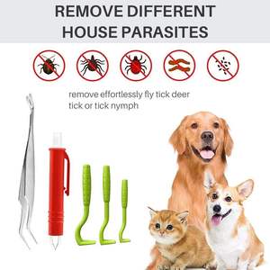 Kit d'accessoires de toilettage pour animaux de compagnie 7 en 1, outil de suppression des tiques pour chiens, pinces à tiques, pince à épiler, peigne à puces, loupe - Product Image 3