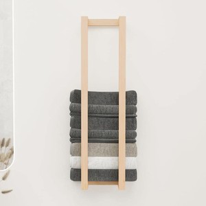 Portasciugamani <span class=keywords><strong>da</strong></span> Bagno Industriale a <span class=keywords><strong>Parete</strong></span>, Mensola Decorativa per Doccia con Vassoio e Barra, Supporto in Legno per Stoccaggio - Product Image 4