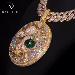 Pendentif Hiphop personnalisé Kaleido, pendentif rond <span class=keywords><strong>en</strong></span> lettres 3D, pendentif <span class=keywords><strong>en</strong></span> laiton pour homme, plaqué or 18 carats, zircon, luxe, grand pendentif de 3 pouces, bijoux fins - Product Image 2