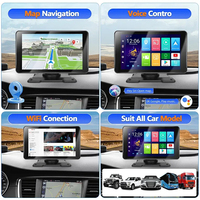 Tablette Android 12 de 10,1 pouces avec CarPlay, Android Auto, Mirror Link et caméra de recul - Grand écran de navigation, carte du monde entier, 64 Go de mémoire flash