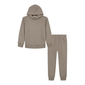 <b>Boys</b> <b>Black</b> Hooded Printed Polyester/Cotton <b>Tracksuit</b> Regular Fit Casual Solid Color Drawstring Pants Side Pockets - Product Image 2