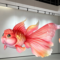 Lanternes de festival amusantes en forme de poisson Si Hai avec tissu en soie et lumière LED, décorations extérieures imperméables faites à la main pour les parcs et les festivals