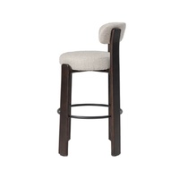 Tabourets de bar en bois massif en gros, faits de chenille beige et de bois de frêne massif, avec finition noyer, pour salle à manger