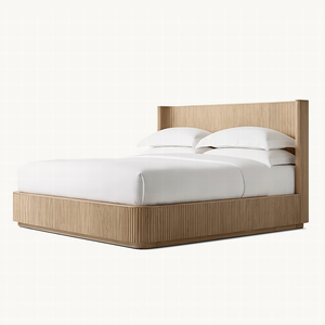 Set di camere da letto di lusso in stile RH: BYRON REEDED pietra rifugio letto con baldacchino in legno, Queen King Size letto matrimoniale - Product Image 3