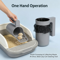 Pelle à litière pour chat tout-en-un, tamis filtrant détachable grande capacité avec rangement pour sacs poubelles pour le nettoyage des excréments de chat