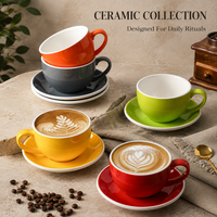 Ensemble tasse et soucoupe à latte en céramique au design raffiné pour les programmes de boissons des restaurants – Fourniture en gros pour la vente mondiale