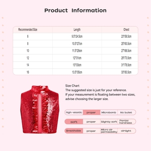 ชุดเต้นรำสมัยใหม่สำหรับเด็กผู้หญิงอายุ 6-16 ปี สำหรับการแข่งขัน เสื้อครอปท็อปเมทัลลิกแต่งระบาย เสื้อกั๊กสำหรับการแสดงบนเวทีและการเต้นรำในงานปาร์ตี้ - Product Image 6