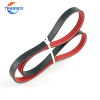 Courroie trapézoïdale nervurée colorée durable en tissu rouge recouvert de matériau EPDM, service de découpe pour machine à plier les cartons