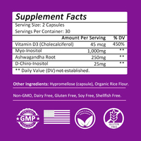 Suplemen Kapsul Myo-Inositol D-Chiro Inositol 100% Murni untuk Kesehatan Ovarium Dewasa (60 Kapsul Per Botol)